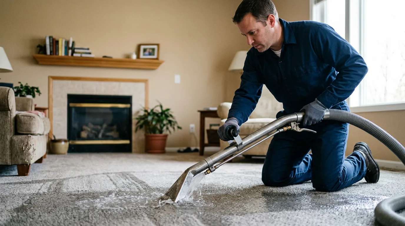 Water damage restoration technician working near Port Edwards, WI